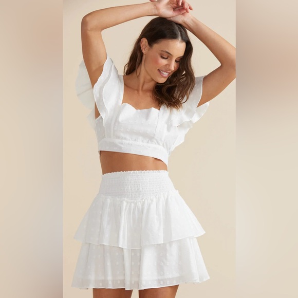 NWT MINKPINK Whitewash Mini Skirt - Picture 3 of 9